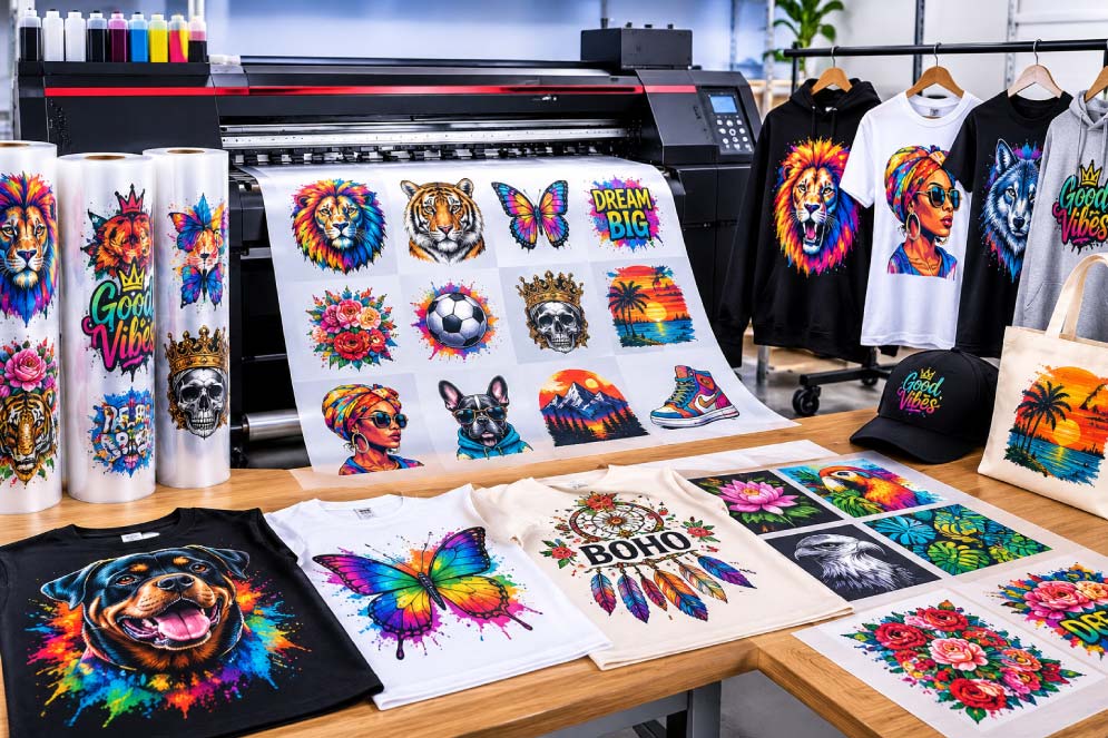 DTF (No-Cut) printing services in Nairobi, Kenya, showing custom garment prints produced by Vector Printers Limited.